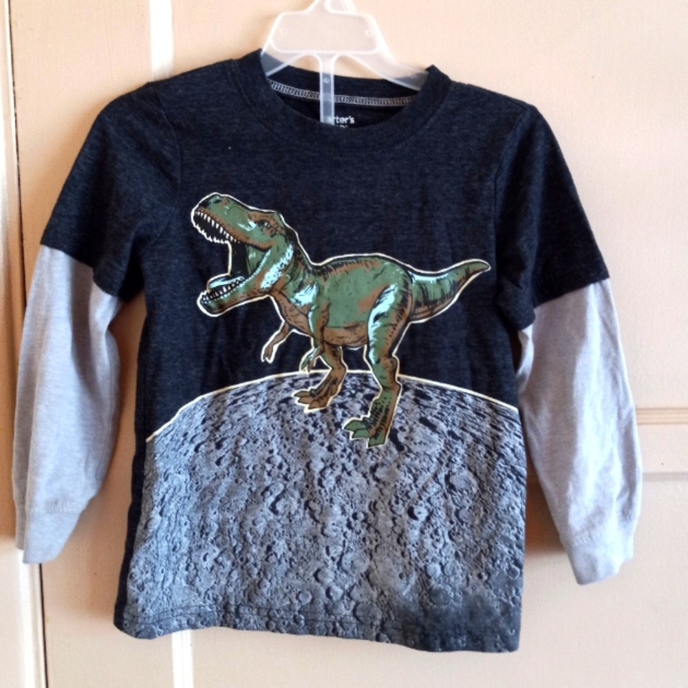 Boys black and gray Dinosaur long sleeve Tee